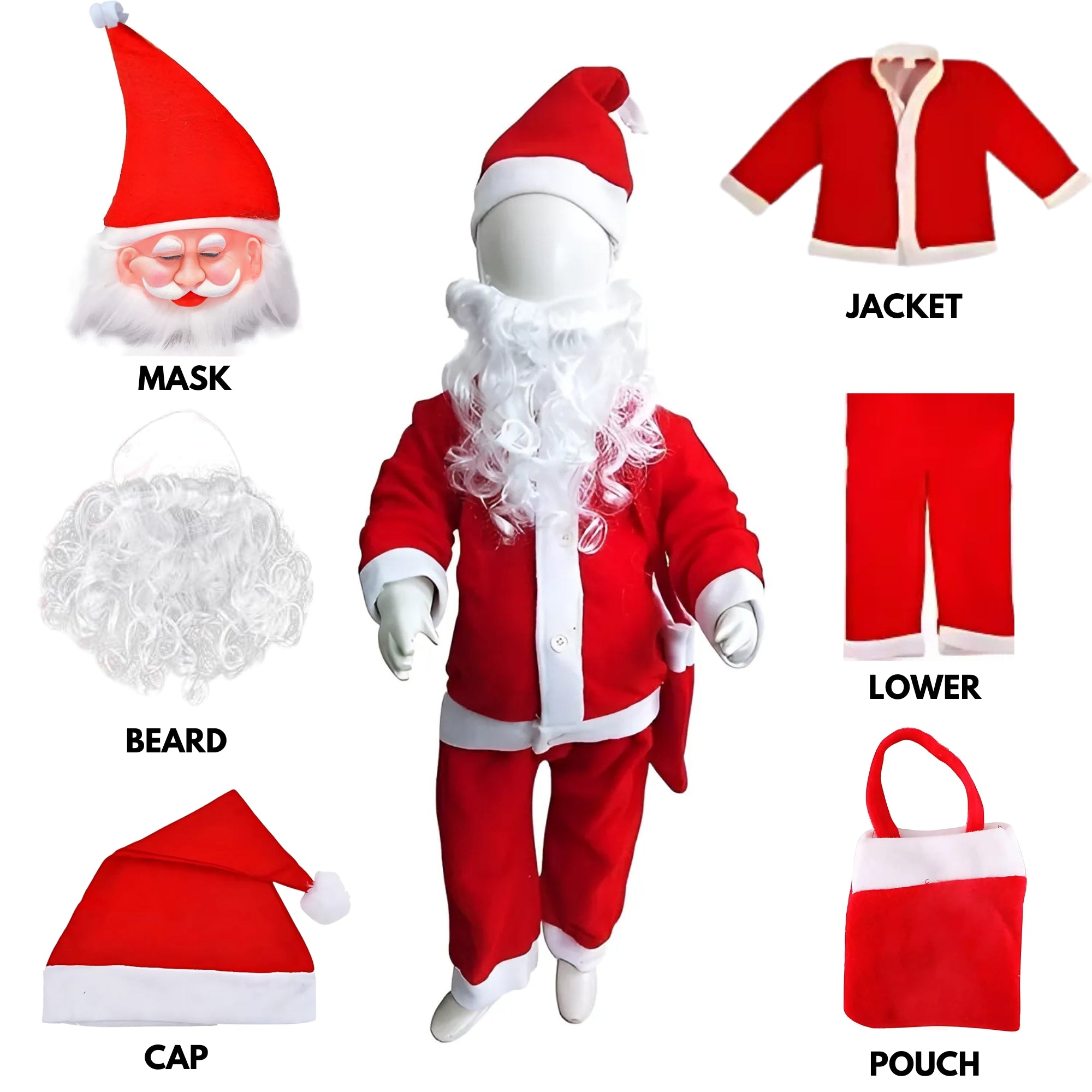 Santa Claus Costume for Kids - Festive & Adorable Christmas Outfit for Boys & Girls Velvet COMBO (Size 4 or 5)