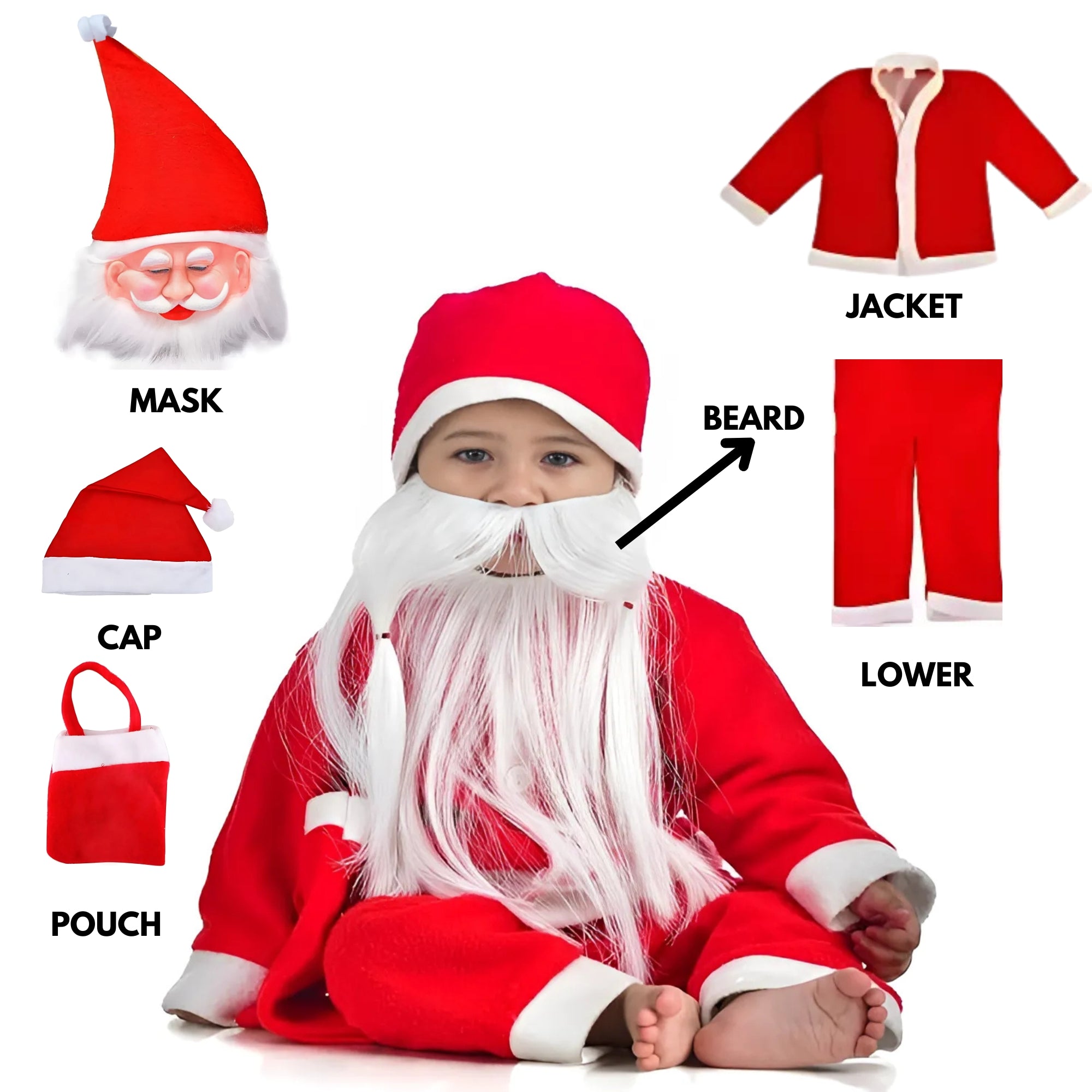 Santa Claus Costume for Kids - Festive & Adorable Christmas Outfit for Boys & Girls Velvet COMBO 2 (Size 4 or 5)